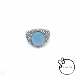 Anello Small Ball Agata Blu sfacettata