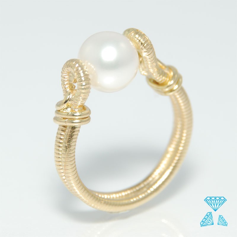 Anello oro giallo 750 18kt con perla 8mm