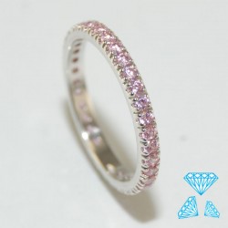 Anello tutto giro in oro bianco 750-18kt con zirconi rosa