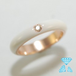 Anello in oro rosè 750-18kt e smalto bianco e brillante 