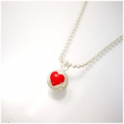 Small Ball con cuore rosso e catena lunga 90 cm