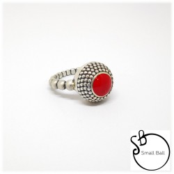 Anello Small Ball etnik rosso