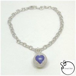 Bracciale Small Ball con cuore Blu Smalto